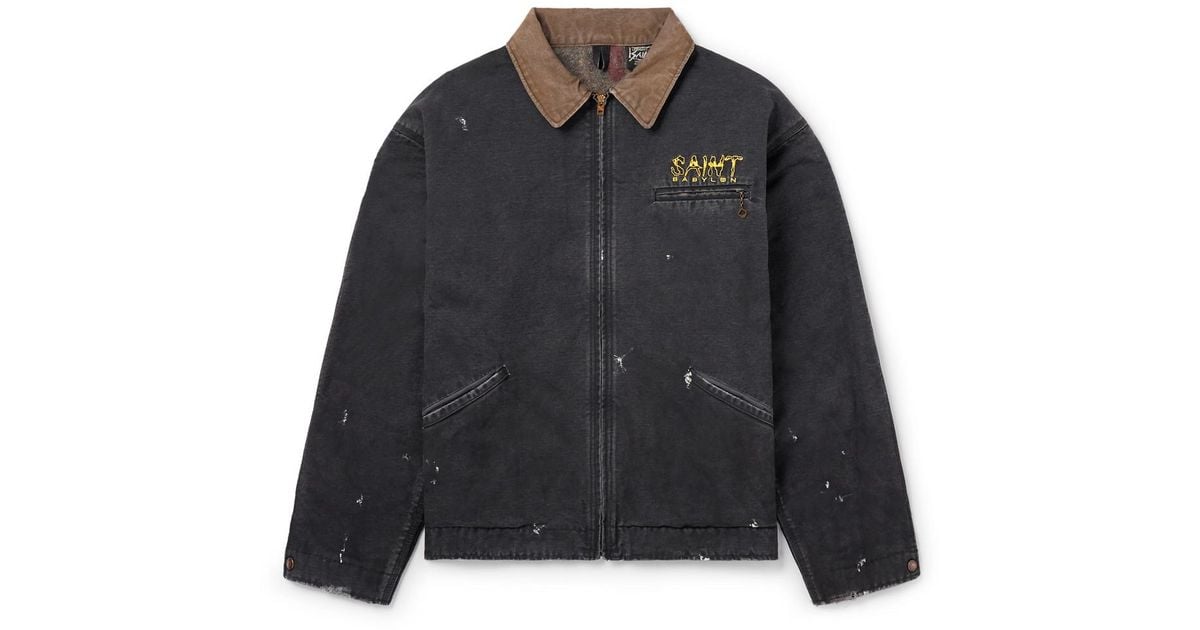 SAINT Mxxxxxx Babylon Detroit Logo-Embroidered Cotton Jacket in