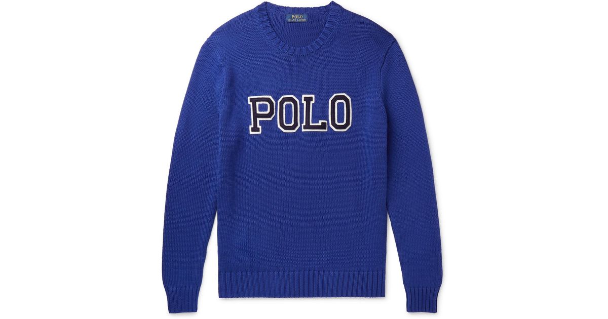 Polo Ralph Lauren Logo-appliquéd Cotton Sweater in Blue for Men | Lyst