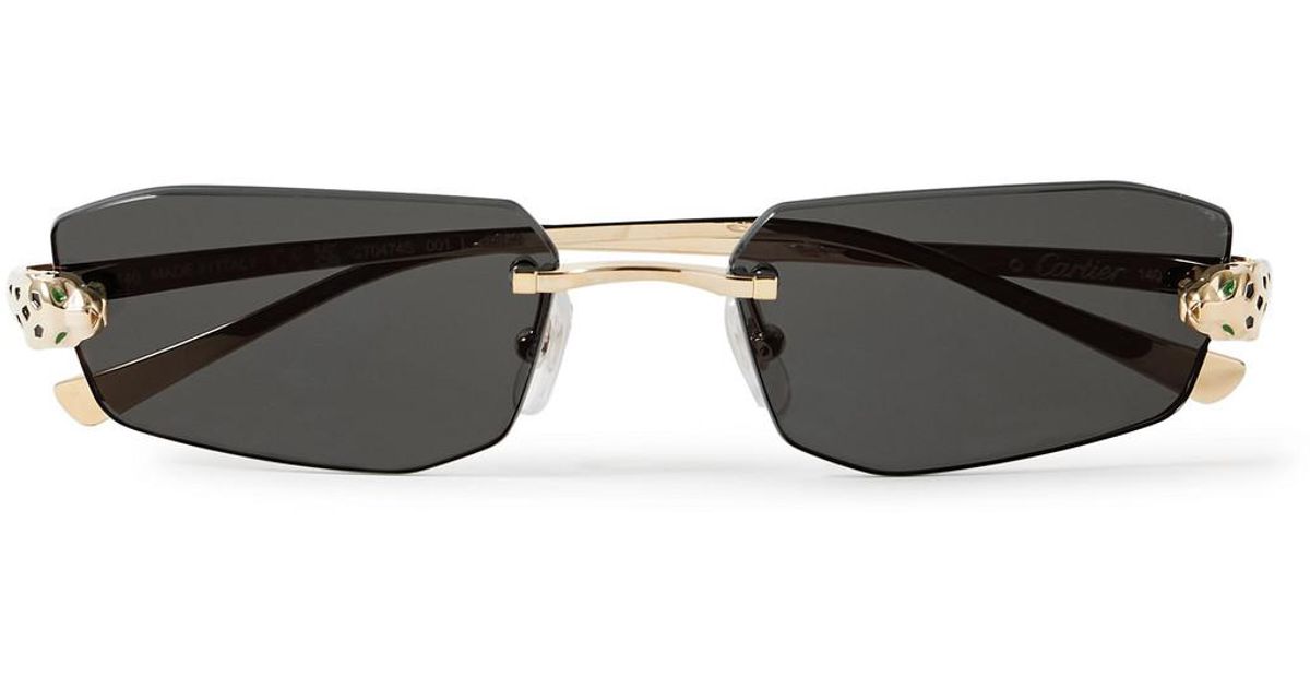 PANTHÈRE RIMLESS RECTANGULAR FRAME SUNGLASSES CT0687S IN METAL