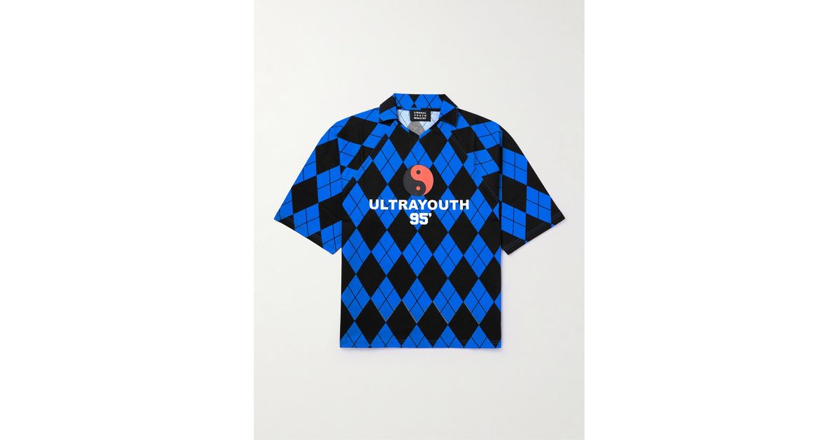 Liberal Youth Ministry Printed Argyle Cotton-jersey Polo Shirt in 