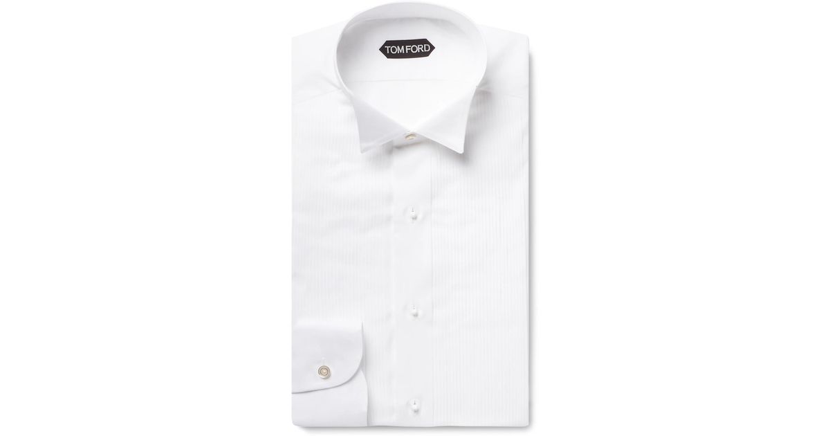 Tom Ford White Slim-fit Wing-collar Bib-front Cotton-voile Shirt for Men |  Lyst UK