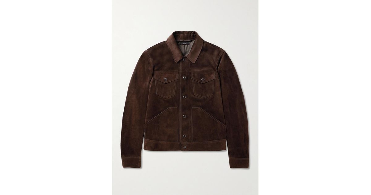 Tom Ford Suede Trucker Jacket in Brown for Men Lyst UK