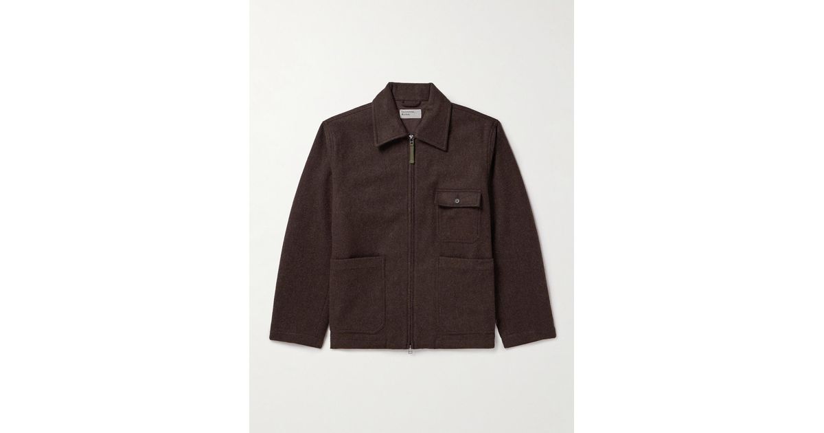 Universal Works Melton Wool-blend Jacket in Brown for Men | Lyst UK