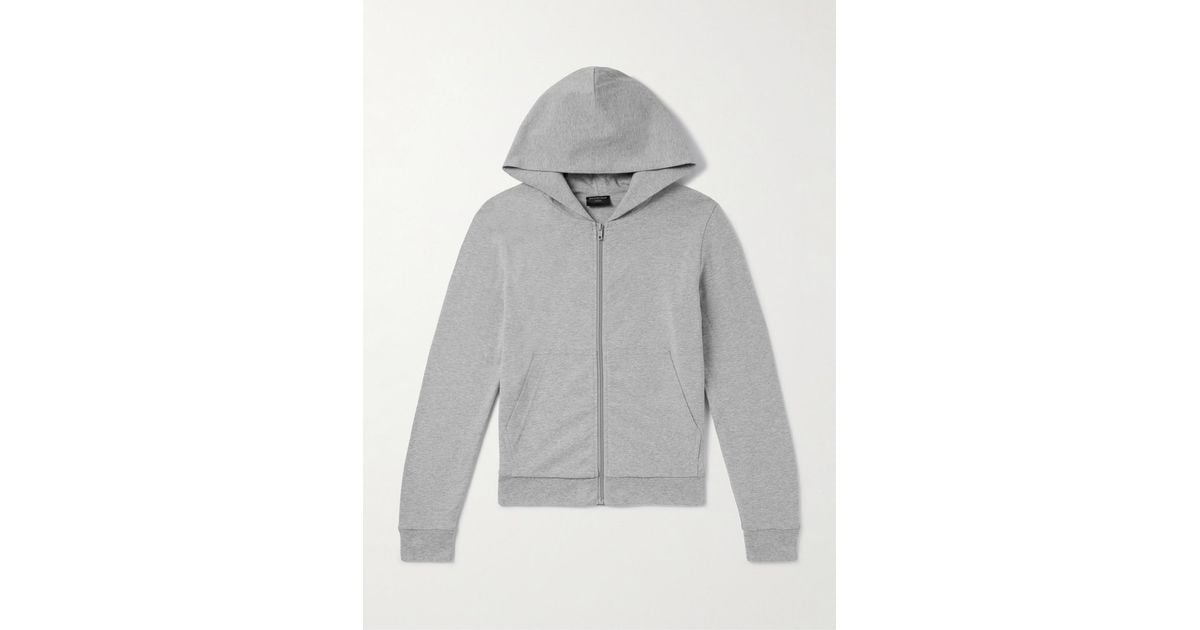 Balenciaga Slim-Fit Cotton-Blend Jersey Zip-Up Hoodie in Grey for