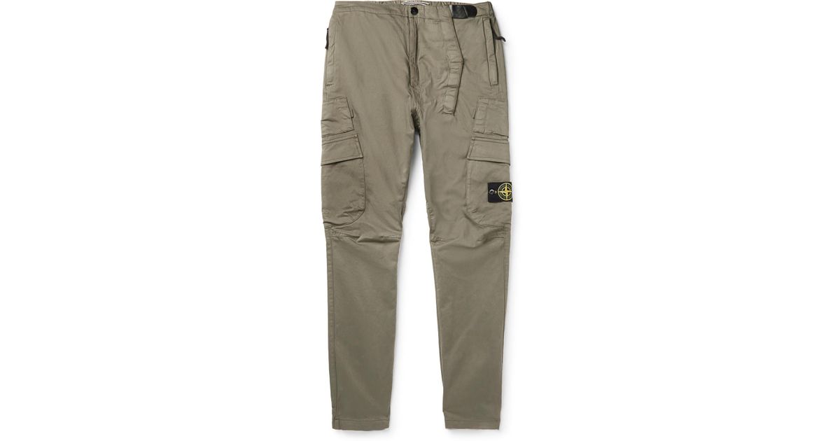 Stone Island Slim-fit Tapered Stretch Cotton-blend Cargo Trousers in Green  for Men - Lyst