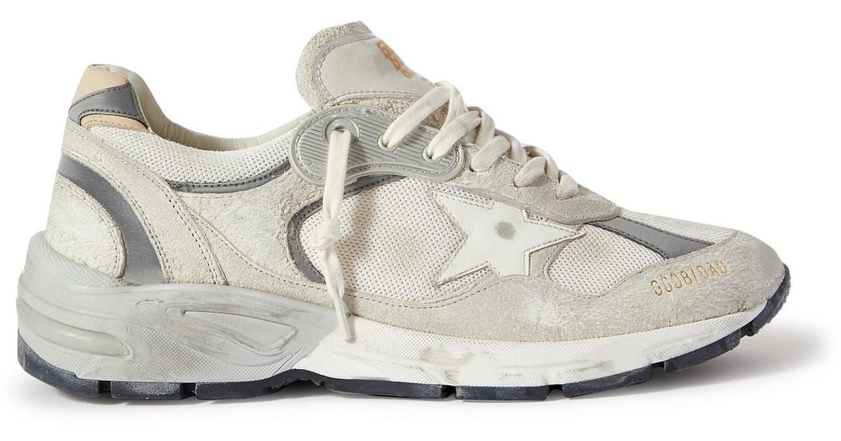 Golden Goose Dad-star Distressed Leather-trimmed Suede And Mesh ...