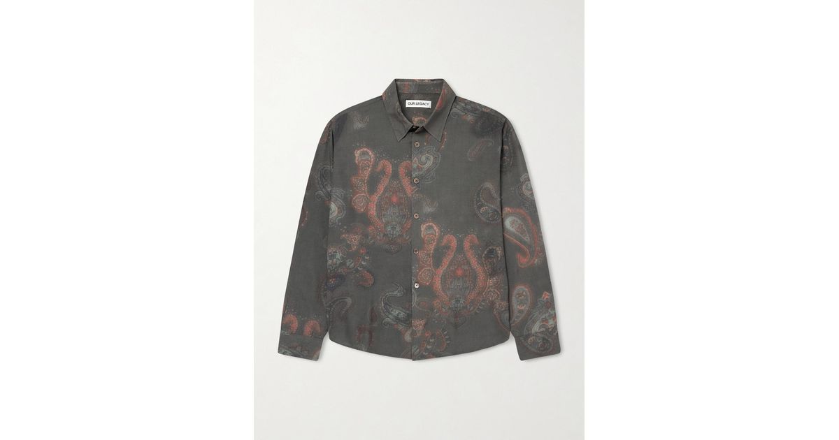 Our Legacy Beyond Paisley-print Rayon Shirt in Grey for Men | Lyst 