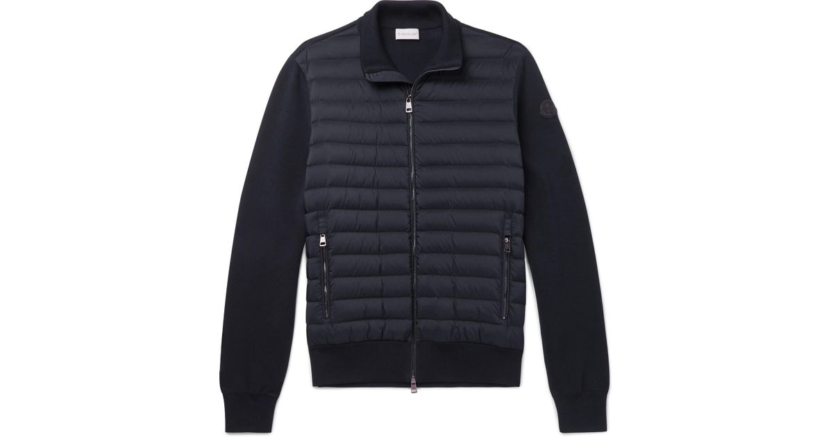 moncler panelled jersey and quilted shell down jacket