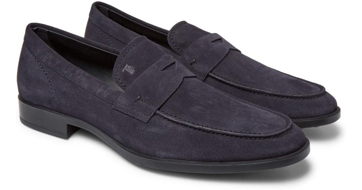 Tod's Suede Penny Loafers in Navy (Blue) for Men - Lyst