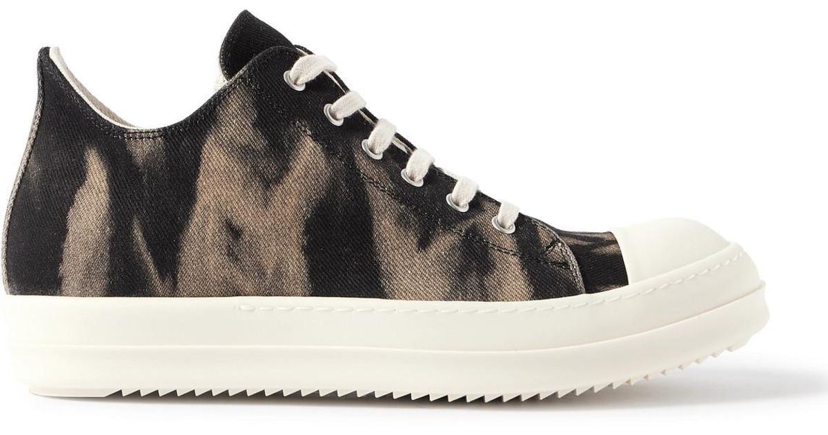 Rick Owens Sun-Bleached Denim High-Top Sneakers in Black for