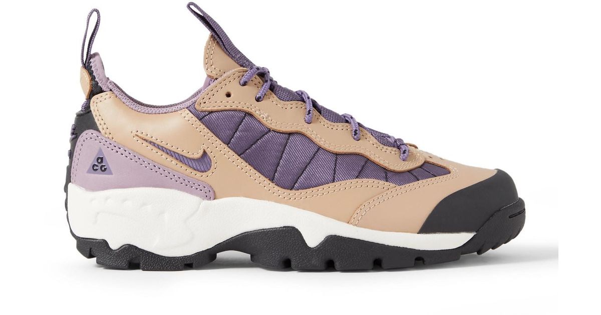 acg air mada rubber trimmed leather and mesh hiking sneakers