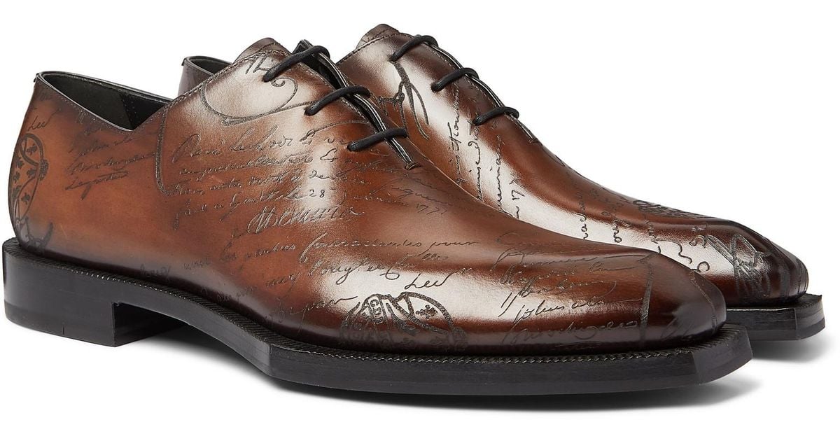 Berluti Alessandro Scritto Leather Oxford Shoes in Brown for Men