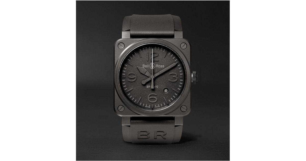 Bell & Ross Br 03-92 Phantom 42mm Ceramic And Rubber Watch, Ref. No. Br0392âphantomâce in Black 