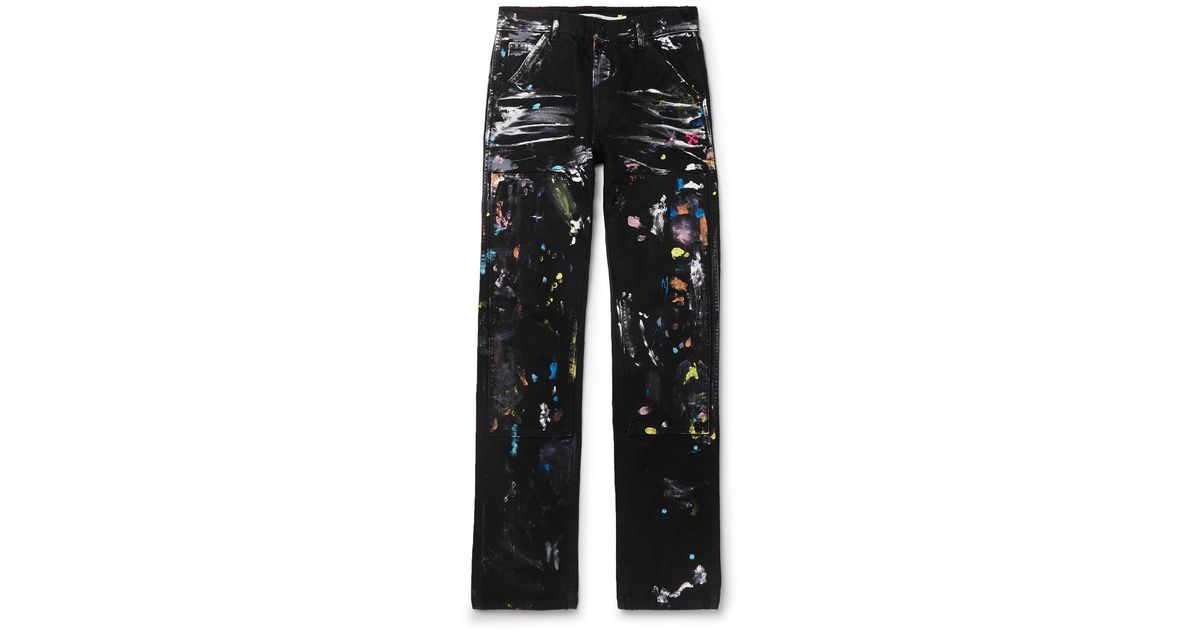 black jeans with white splatter paint