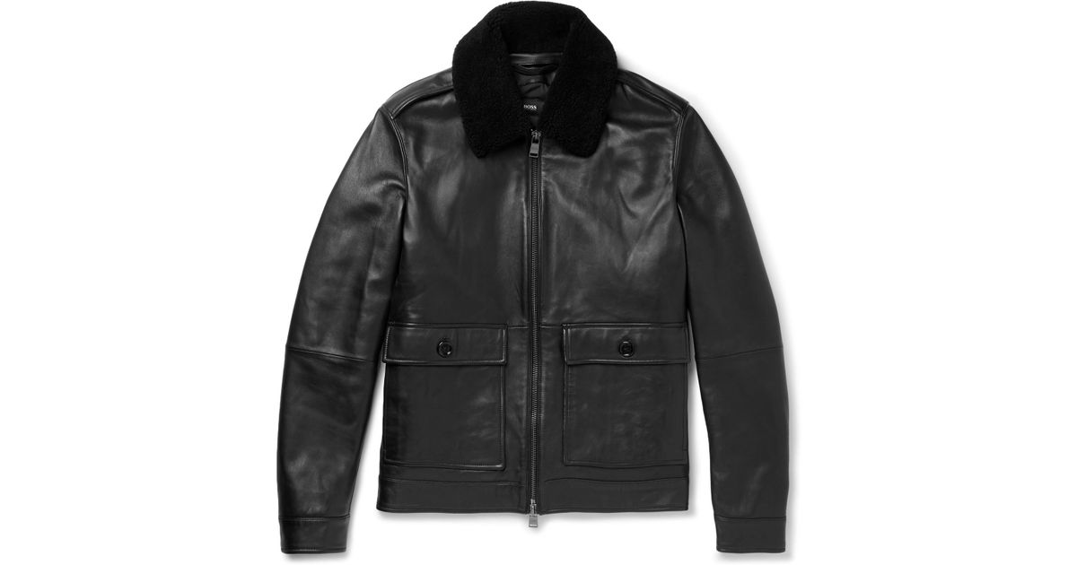 hugo boss leather bomber jacket