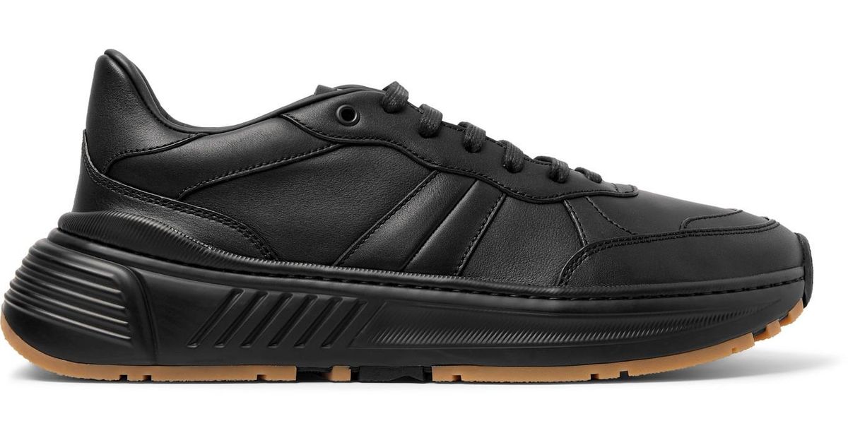 Bottega Veneta Speedster Leather Sneakers in Black for Men - Lyst
