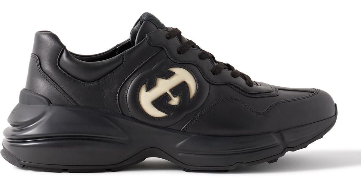 Gucci Rhyton Leather Sneakers In Black For Men Lyst