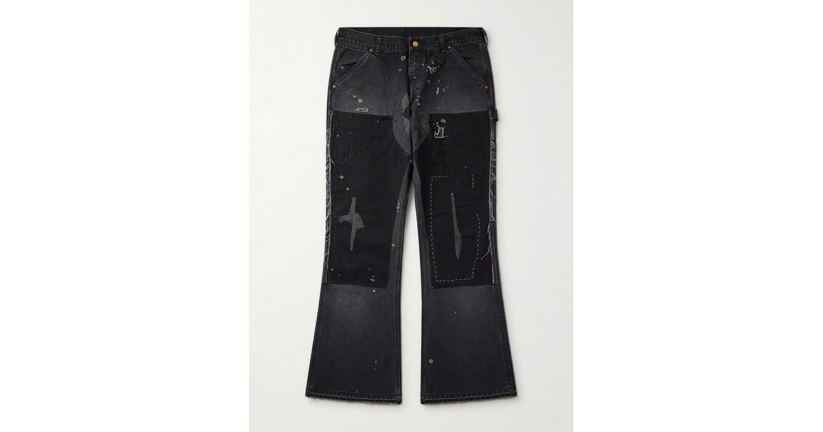SAINT Mxxxxxx Slim-Fit Flared Double-Knee Distressed Jeans in