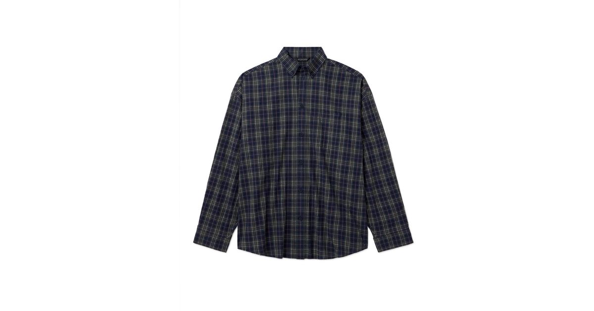 BALENCIAGA チェックオーバーサイズコットンフランネルボタンダウンシャツ Balenciaga Oversized Button-Down Collar Logo-Print Checked Cotton