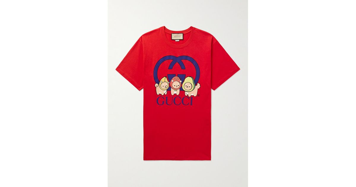 Gucci Angela Nguyen Logo-print Cotton-jersey T-shirt in Red for Men ...