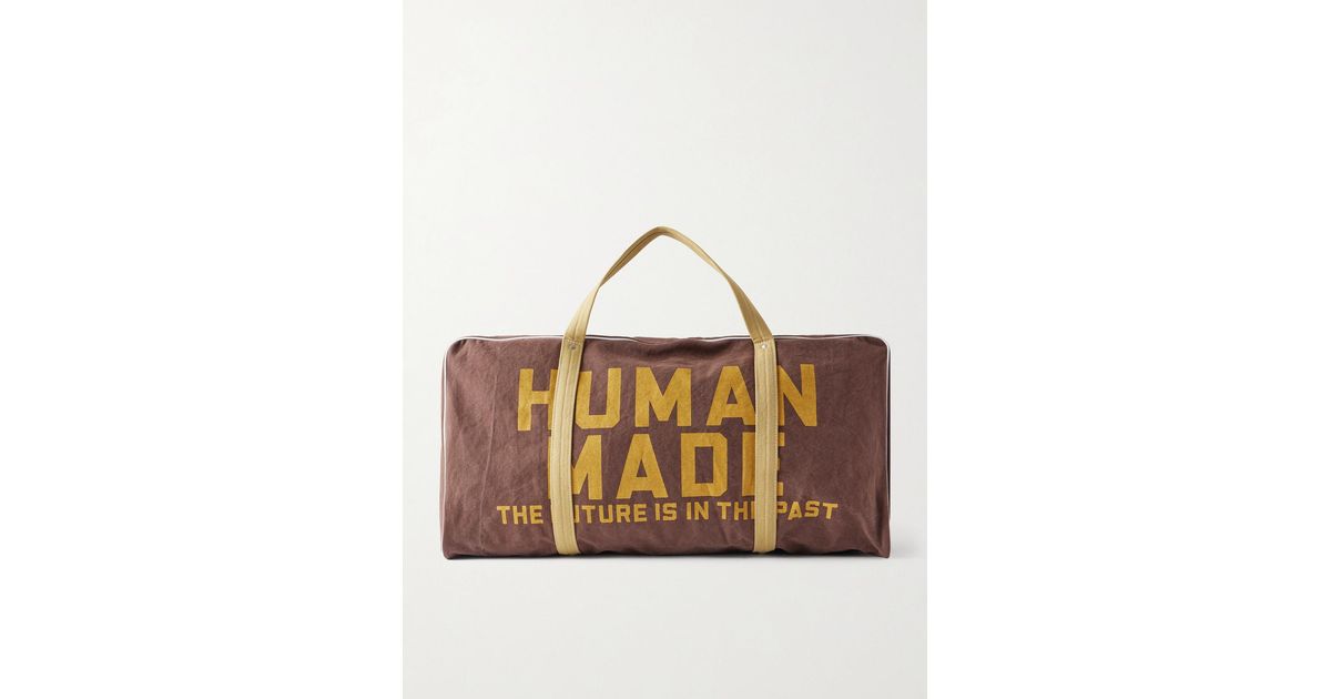 Human Made Boston Logo-print Cotton-canvas Weekend Bag in Brown