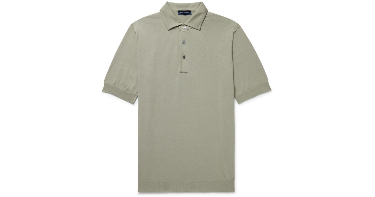 Thom Sweeney Cotton Polo Shirt in Green for Men | Lyst