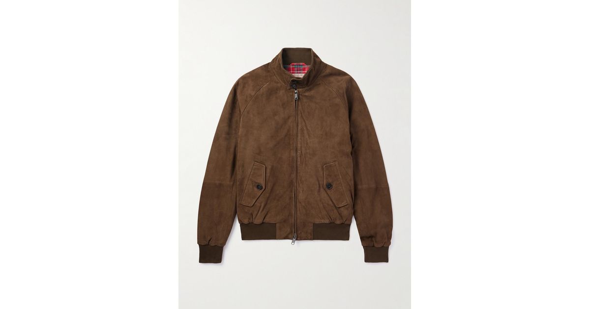 Baracuta G9 Harrington-Jacke aus Veloursleder in Braun für Herren