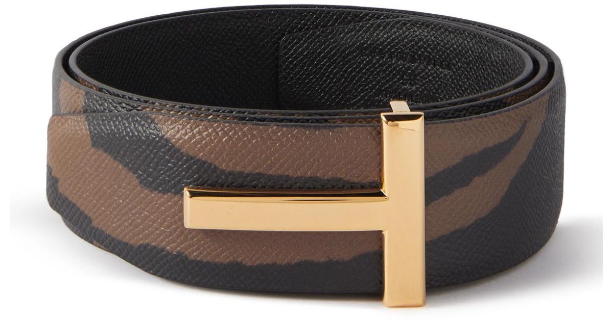 Tom Ford 4cm Tigerprint Fullgrain Leather Belt in Brown for Men Lyst
