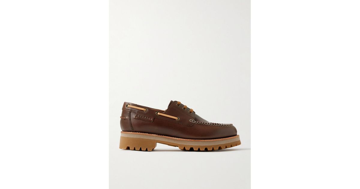leather grenson boat shoes