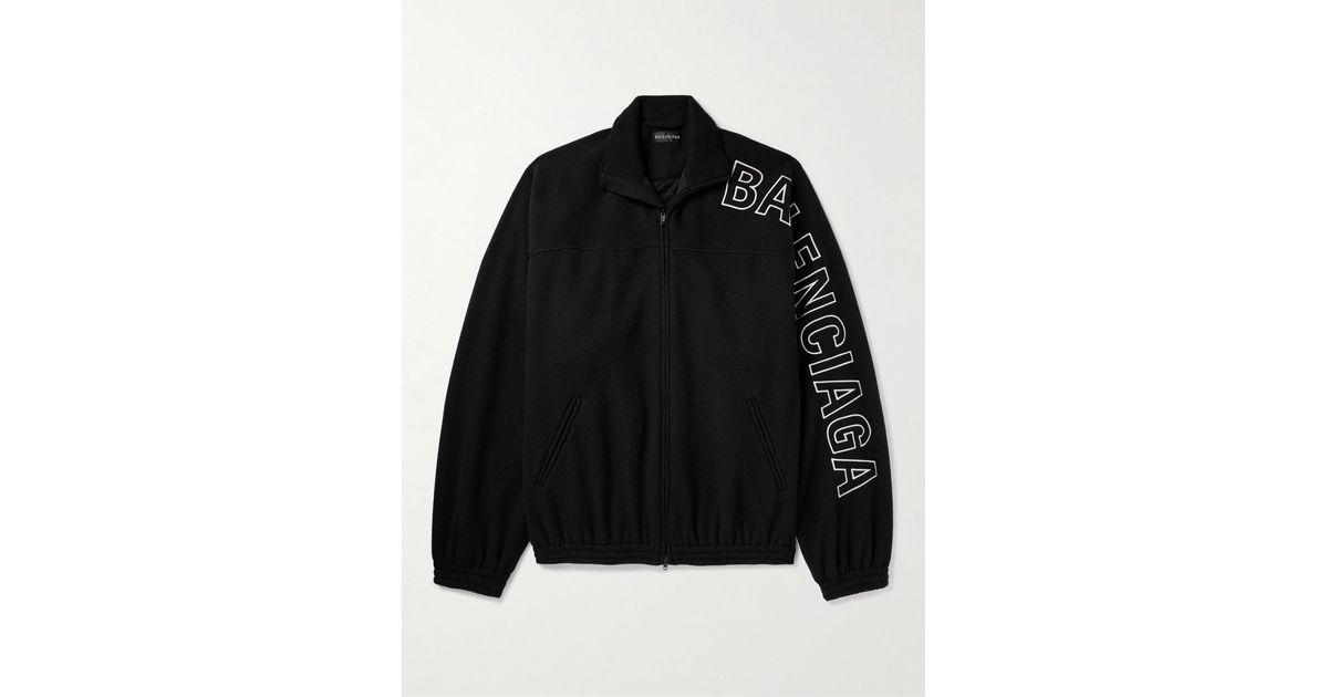 Balenciaga Oversized Logoappliquéd Fleece Track Jacket in Black for