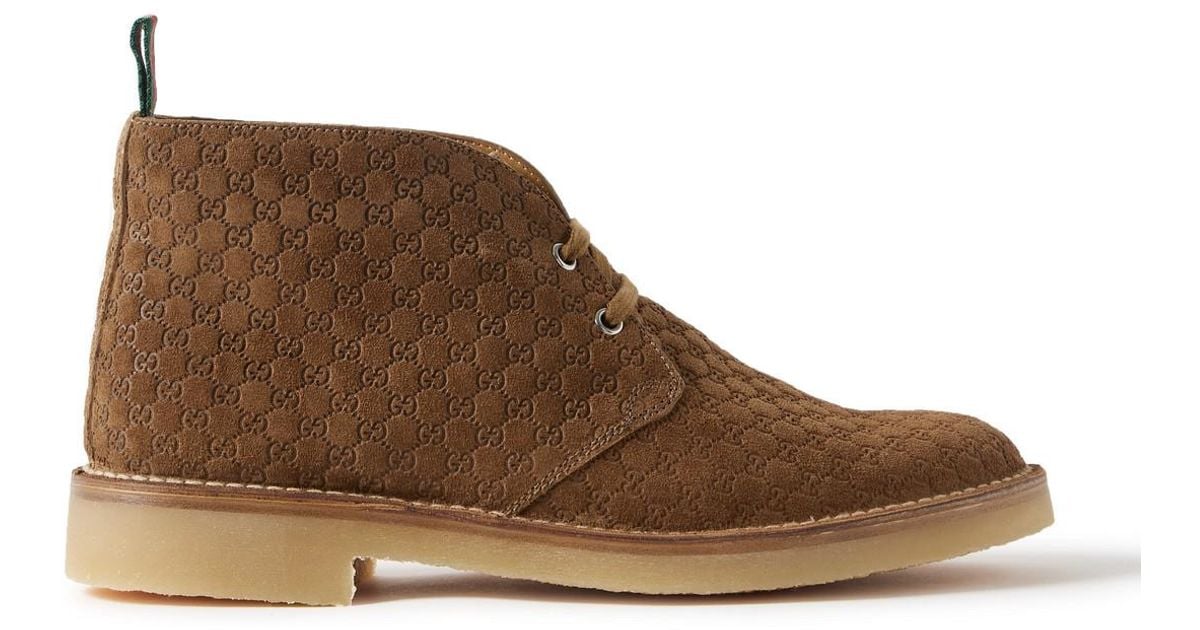 Gucci Men\'s Brown Suede Chukka Boots with Signature Web Tab Gucci Suede ankle boots | Men main image 4