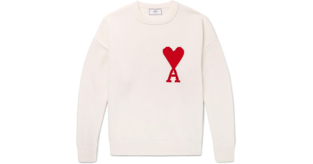 Ami de CÅur-logo wool sweater White AMI | MATCHESFASHION FR