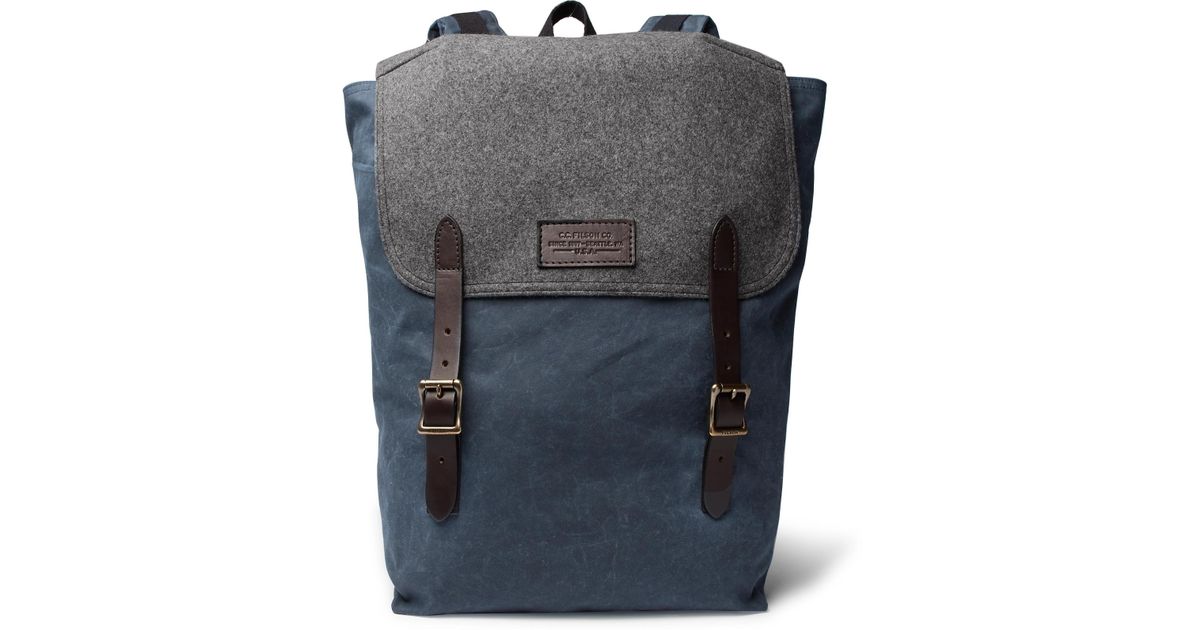 Filson Ranger Leather-trimmed Twill Backpack in Blue for Men | Lyst