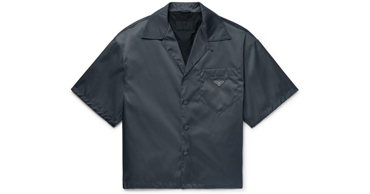 Prada Synthetic Camp-collar Logo-appliquéd Nylon Overshirt for Men - Lyst