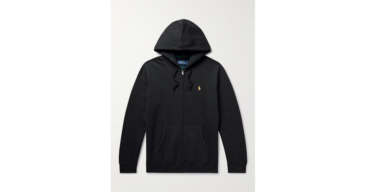 Polo Ralph Lauren Logo-embroidered Cotton-blend Jersey Zip-up Hoodie in  Blue for Men