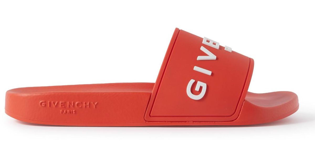 Givenchy Logo-embossed Rubber Slides in Red for Men | Lyst