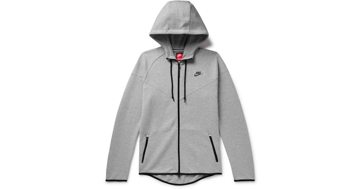 Nike Logo print Cotton blend Tech Fleece Zip up Hoodie in Gray for