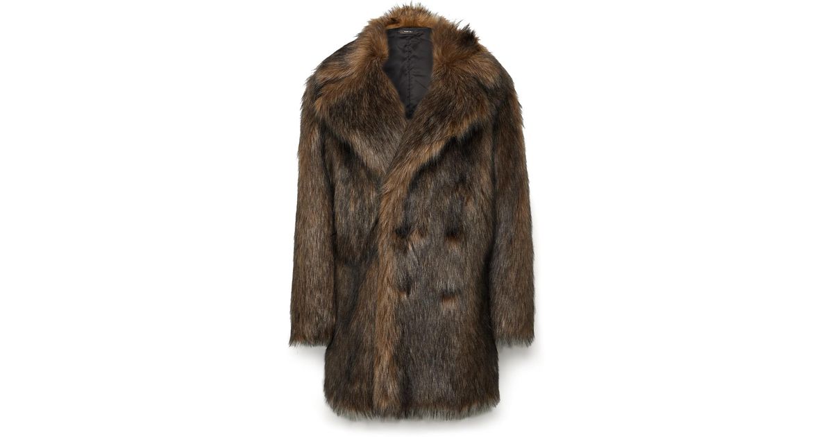 Amiri Oversized Faux Fur Peacoat in 