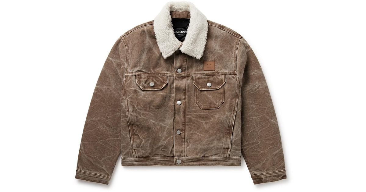 Logo leather-trimmed canvas coat