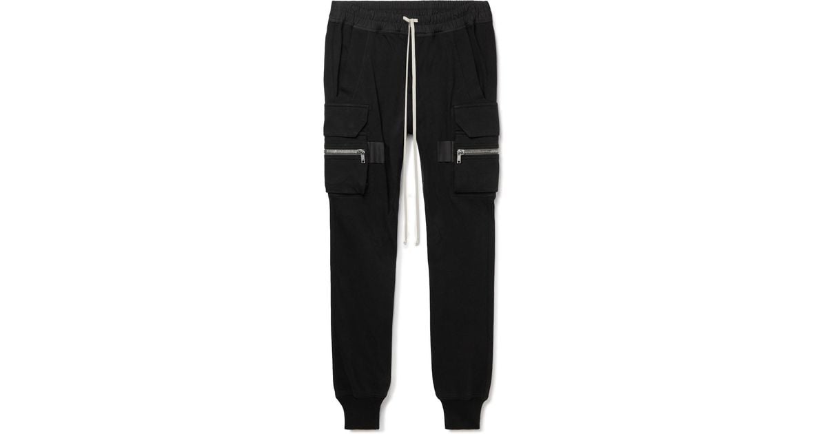 Rick Owens Mastodon Slim-fit Organic Cotton-jersey Cargo Sweatpants in Black for Men | Lyst