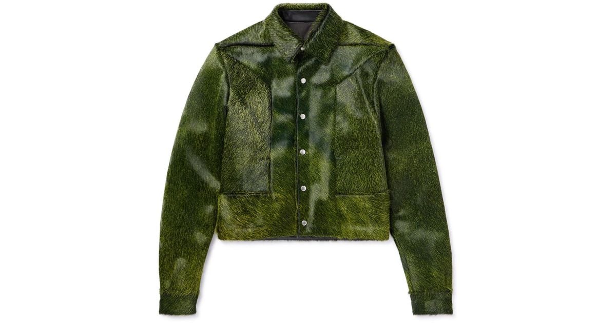 Rick Owens Alice Strobe Cropped Pony Hair Jacket in Green Rick Owens Alice Strobe Cropped Pony Hair Jacket in Green