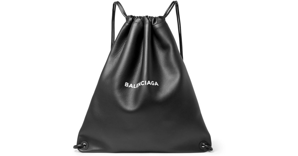 Balenciaga Everyday Printed Leather Drawstring Backpack in Black for Men |  Lyst