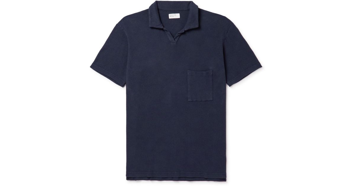 Universal Works Waffle-knit Stretch-cotton Jersey Polo Shirt in Blue ...