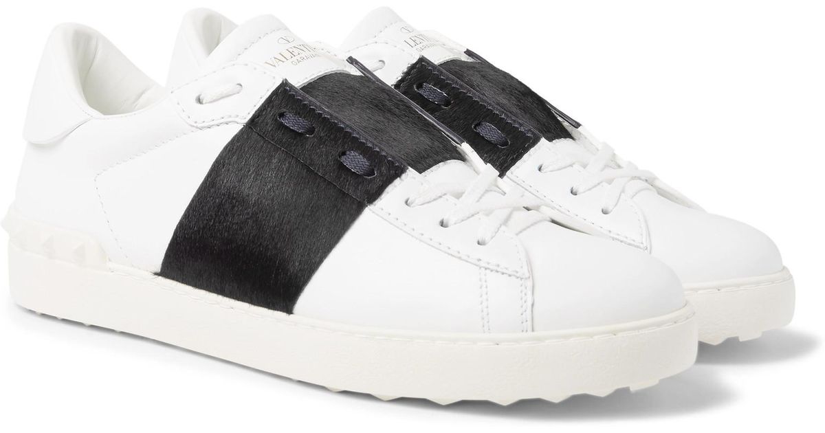 valentino garavani open leather sneakers