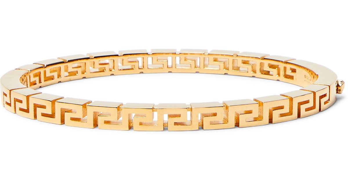 Versace Meander Gold-tone Bangle in Metallic for Men - Lyst