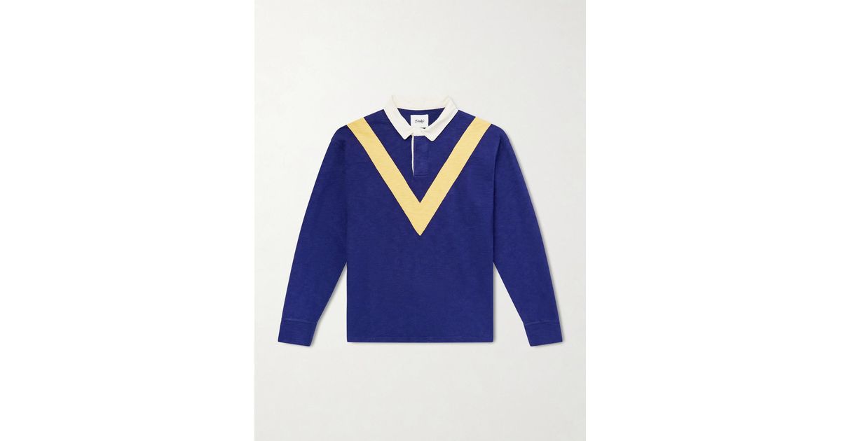 Drake's Chevron Flame Cotton-Jersey Rugby Shirt in Blue for Men | Lyst UK
