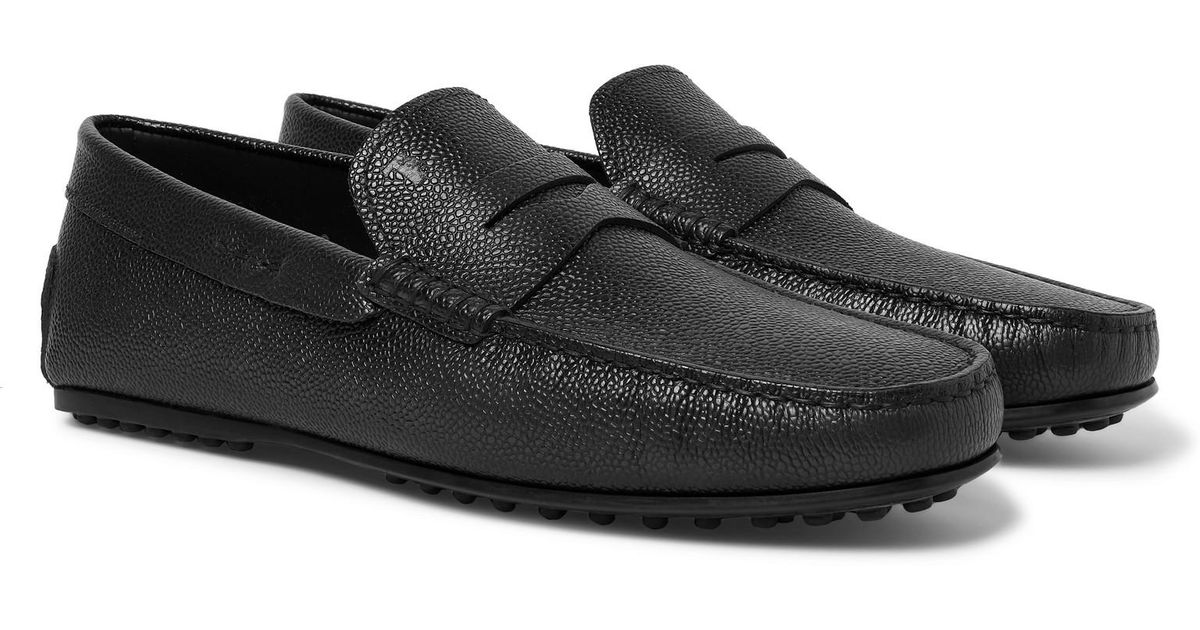Tod's City Gommino Pebble-grain Leather Penny Loafers in Black for Men ...