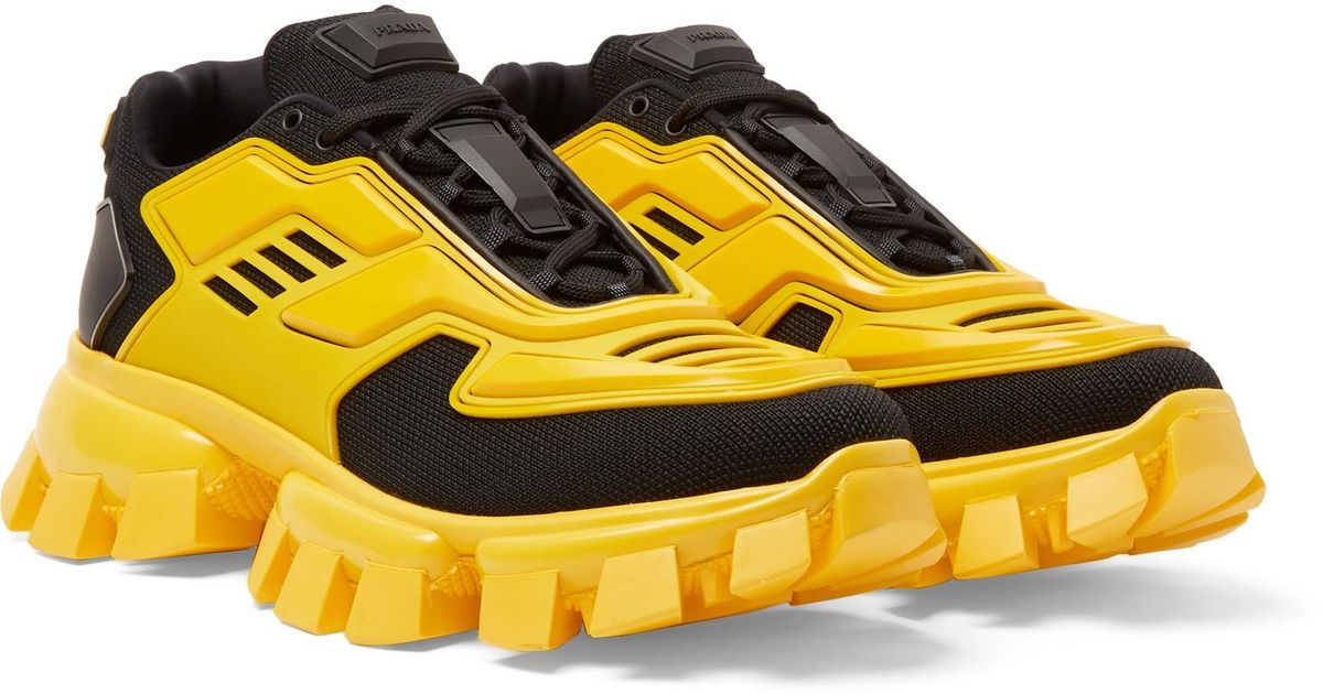 prada yellow and black sneakers