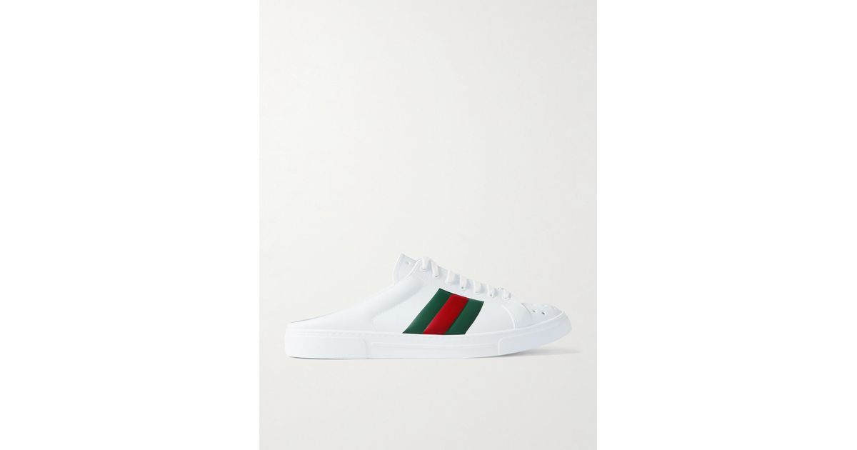 【GUCCI】ACE SABOT Web Stripe Rubber Mule Sneakers WHITE Gucci Ace Sabot Rubber Mules in White for Men | Lyst