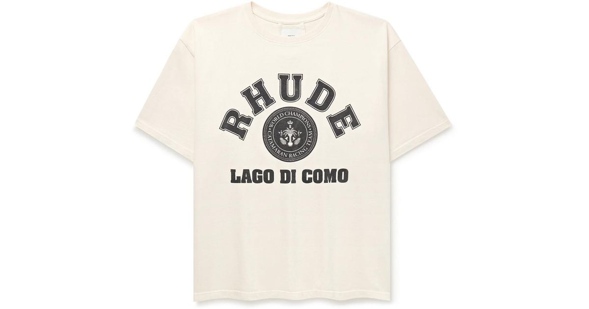 送料関税込み RHUDE + Como 1907 ロゴプリント Tシャツ Rhude Como 1907 Lago Di Como Logo-Print Cotton-Jersey T